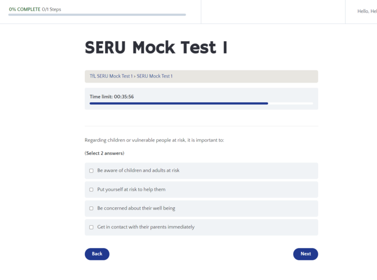 Practice Mock Tests for the TfL SERU assessment